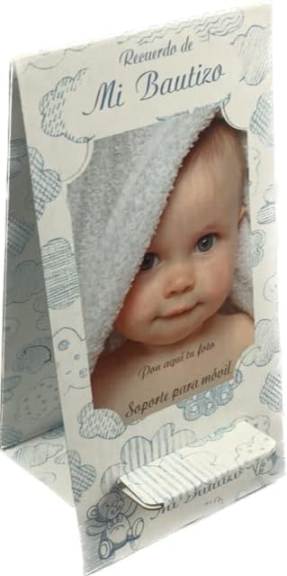 Libro de firmas bautizo bebé niño mas porta móviles con foto personalizable. Libro para recordar los momentos más bellos de un día especial y único - Imagen 2
