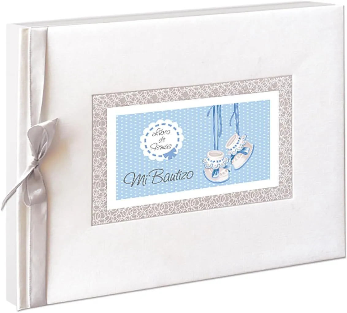 Libro de firmas bautizo bebé niño mas porta móviles con foto personalizable. Libro para recordar los momentos más bellos de un día especial y único - Imagen 4