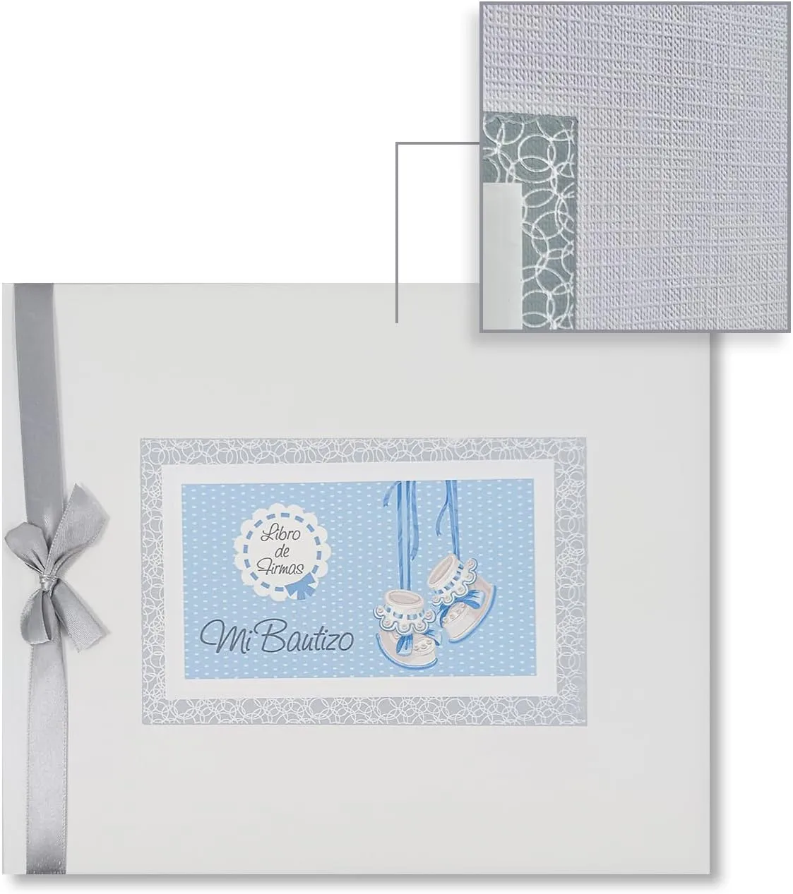 Libro de firmas bautizo bebé niño mas porta móviles con foto personalizable. Libro para recordar los momentos más bellos de un día especial y único - Imagen 5