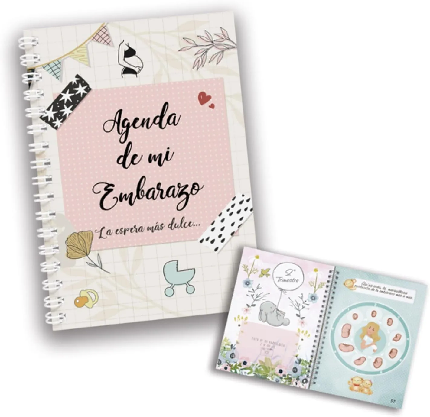 Agenda de Embarazo Semana a Semana - Diario Completo para Todas las Etapas del Embarazo Ideal para la Futura Madre Tapas Duras y Encuadernación en Espiral 96 Páginas, lustraciones Originales - Imagen 5