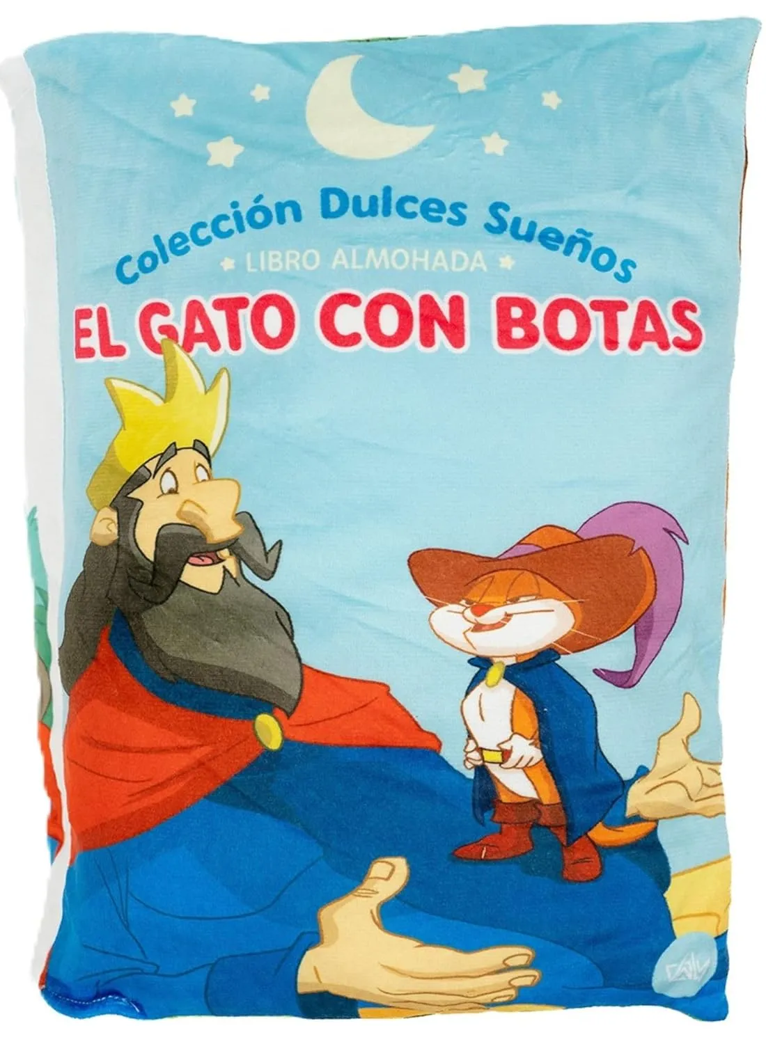 El Gato con Botas Cuento Almohada de Tela, realizado en Material Esponjoso, Suave y fácil de Lavar, Medidas 29 x 38 x 9 centímetros, a Todo Color
