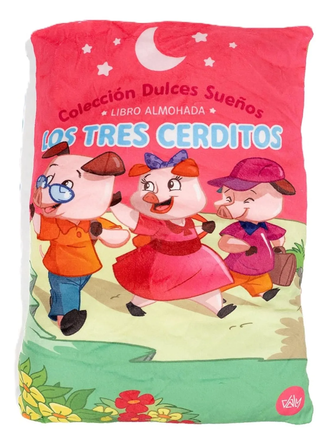 Los Tres cerditos Cuento Almohada de Tela, realizado en Material Esponjoso, Suave y fácil de Lavar, Medidas 29 x 38 x 9 centímetros, a Todo Color