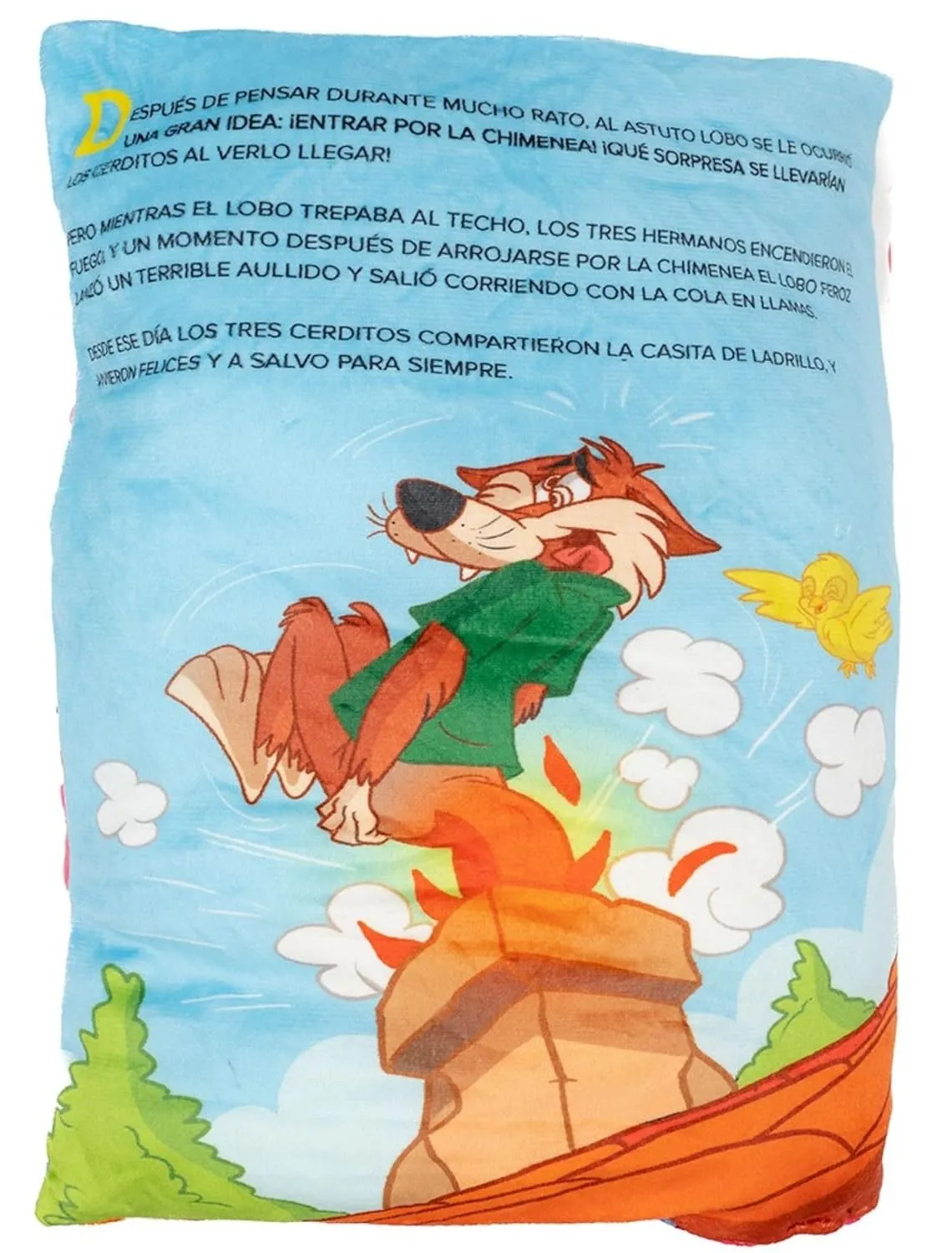 Los Tres cerditos Cuento Almohada de Tela, realizado en Material Esponjoso, Suave y fácil de Lavar, Medidas 29 x 38 x 9 centímetros, a Todo Color - Imagen 4
