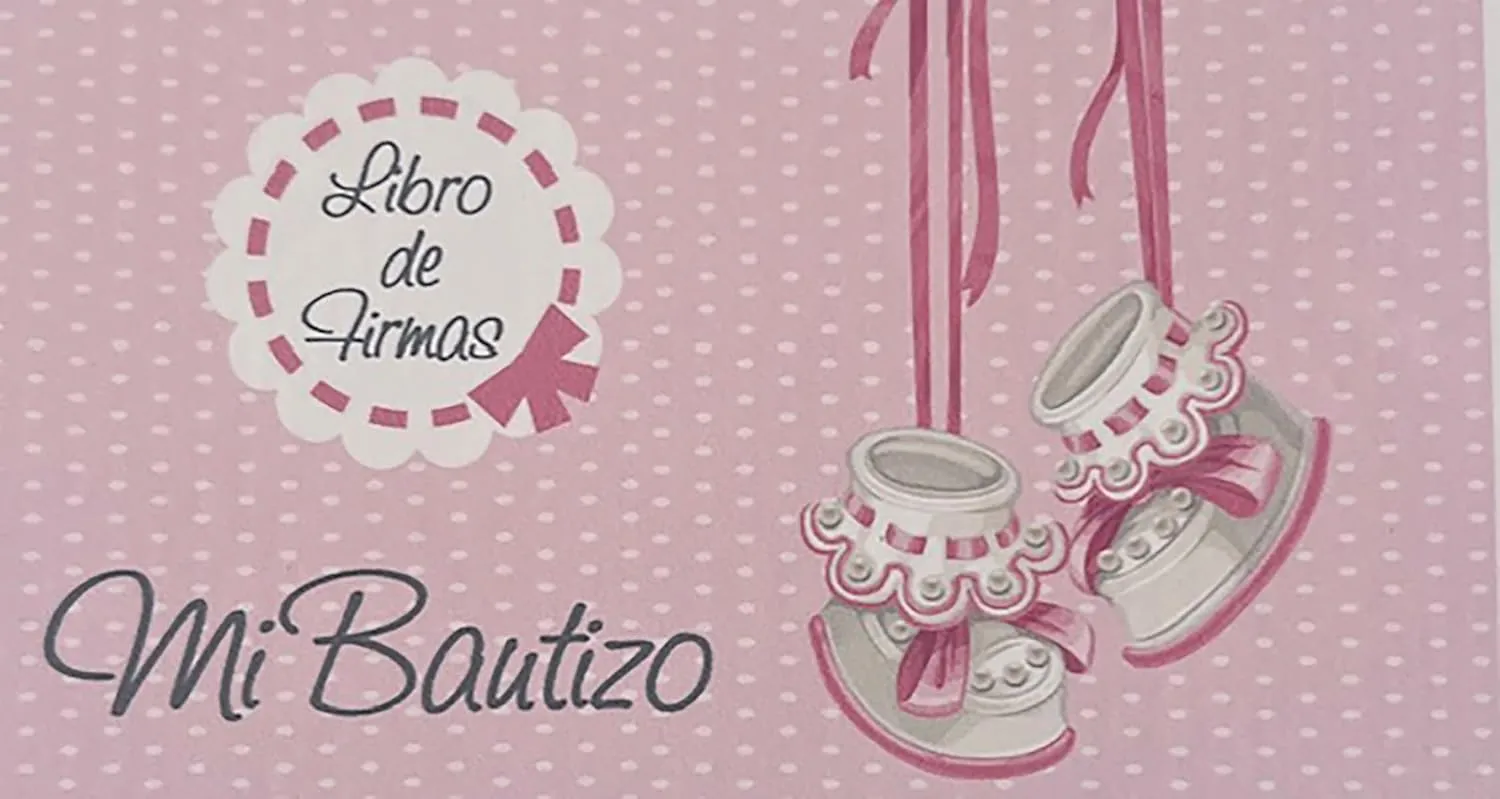 Libro de firmas bautizo bebe niña, libro visitas medidas, 27,5 x 23 x 2, 64 paginas, tapa dura, forrada gua Flex, con lazo plateado, más porta móviles personalizable - Imagen 8
