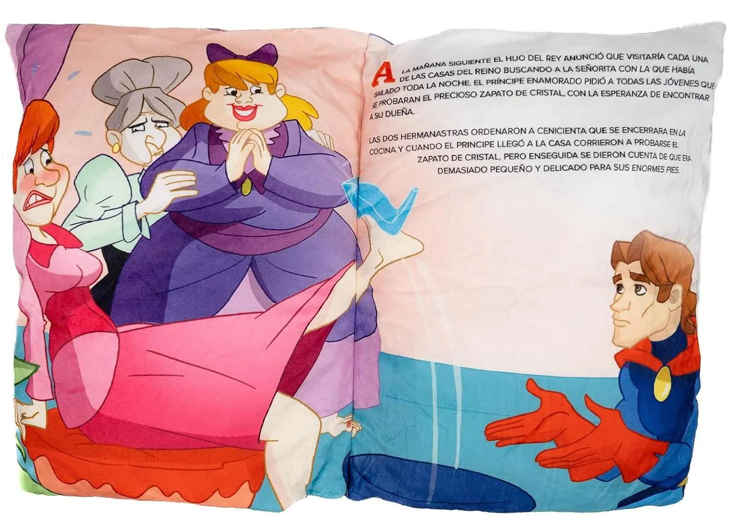 La Cenicienta Cuento Almohada de Tela, realizado en Material Esponjoso, Suave y fácil de Lavar, Medidas 29 x 38 x 9 centímetros, a Todo Color - Imagen 4