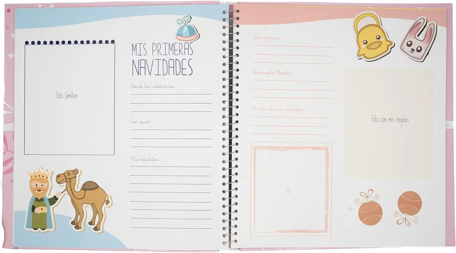 Mi libro del bebé niña, más tampón huellas manos y pies, recuerdo de bebé con 44 páginas a todo color, varias páginas para estampar las huellas durante diferentes meses, tamaño 29x28 - Imagen 6