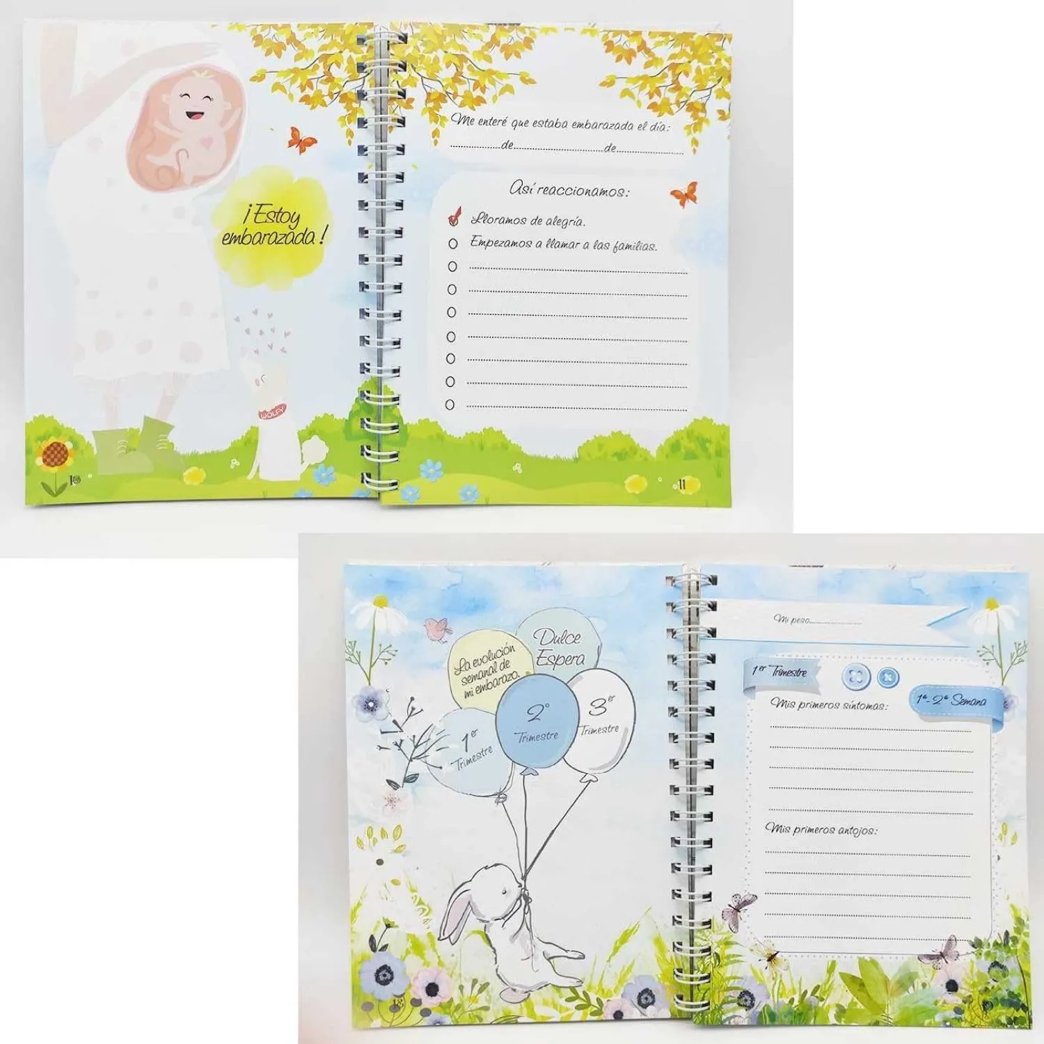 Agenda de Embarazo Semana a Semana - Diario Completo para Todas las Etapas del Embarazo Ideal para la Futura Madre Tapas Duras y Encuadernación en Espiral 96 Páginas, lustraciones Originales - Imagen 3
