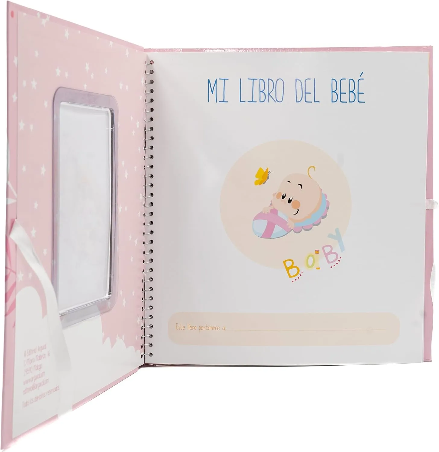 Mi libro del bebé niña, más tampón huellas manos y pies, recuerdo de bebé con 44 páginas a todo color, varias páginas para estampar las huellas durante diferentes meses, tamaño 29x28 - Imagen 3