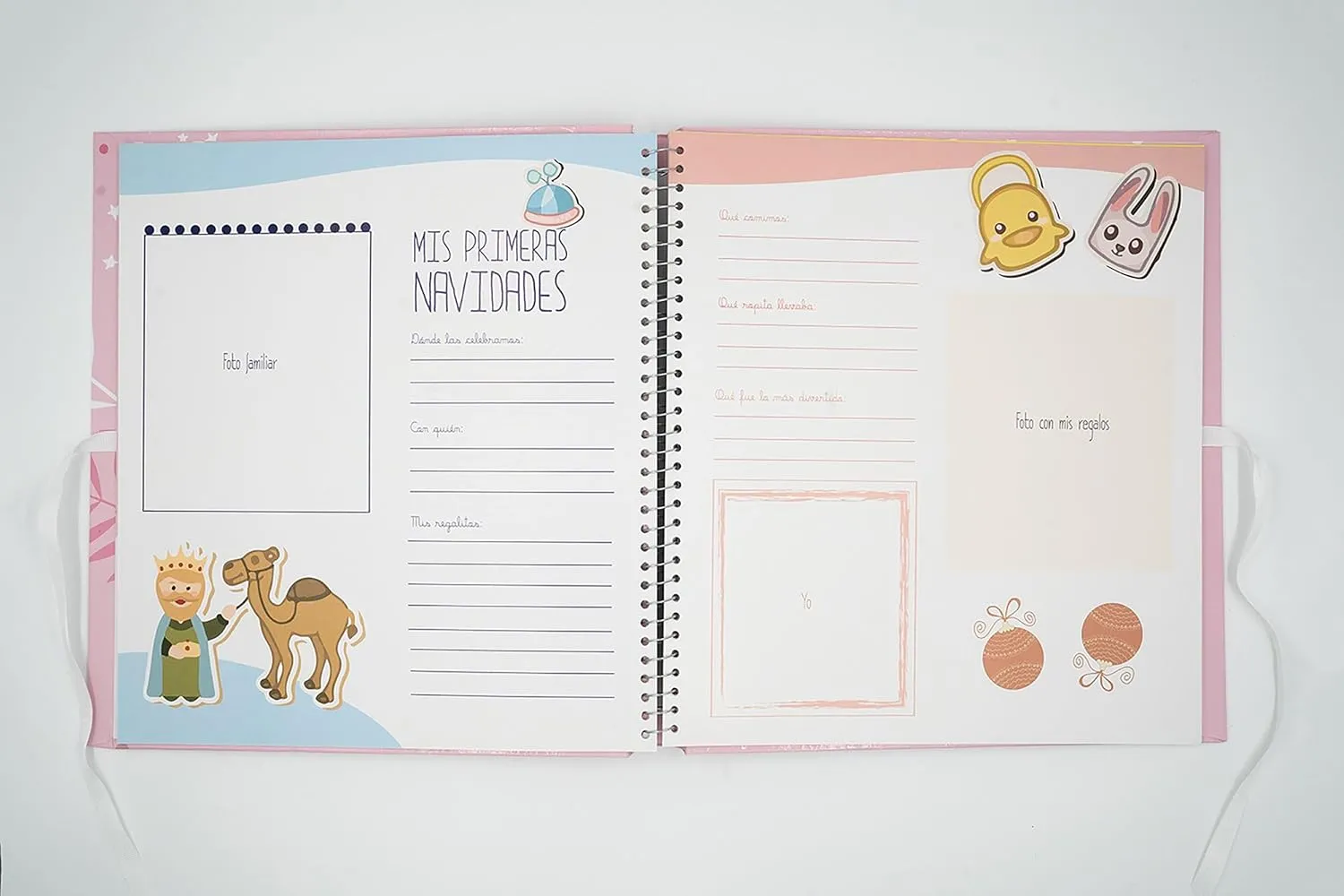 Mi libro del bebé niño, más tampón huellas manos y pies, recuerdo de bebé con 44 páginas a todo color, varias páginas para estampar las huellas durante diferentes meses, tamaño 29x28 - Imagen 5