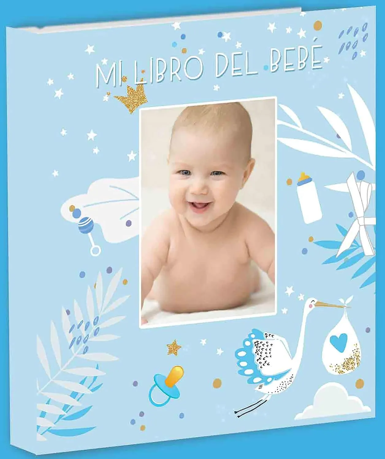 Mi libro del bebé niño, más tampón huellas manos y pies, recuerdo de bebé con 44 páginas a todo color, varias páginas para estampar las huellas durante diferentes meses, tamaño 29x28