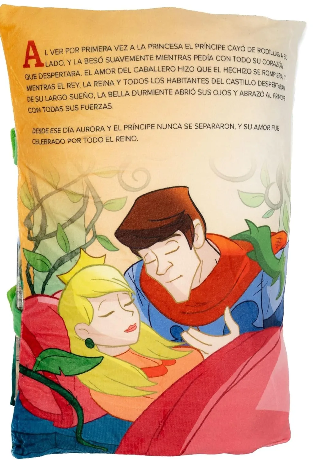 Libro Almohada, La Bella Durmiente, Libro de Tela Aterciopelada, Libro Almohada Bebe,Almohada Cuento, Medidas 38 x 29 x 19 - Imagen 2